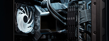 A liquid-cooled PC with 4 Kingston FURY Beast modules installed